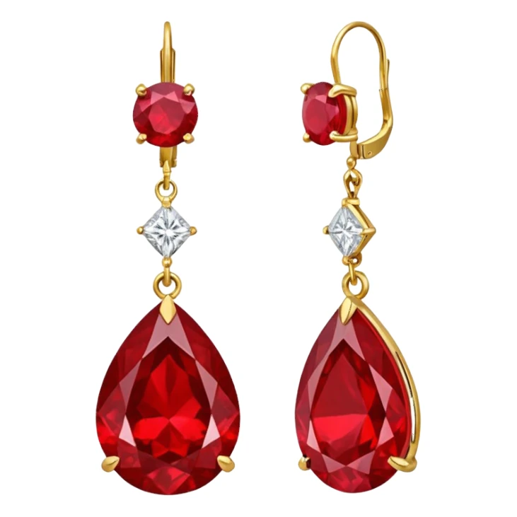 Ruby Red, diamonds & gold pair of earrings  sticker