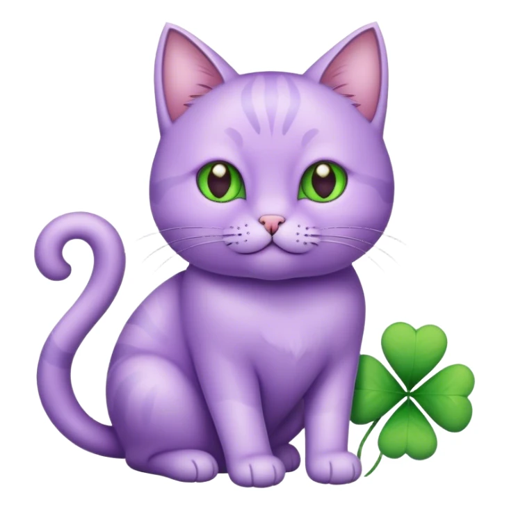 lavender cat with a four-leaf clove sticker