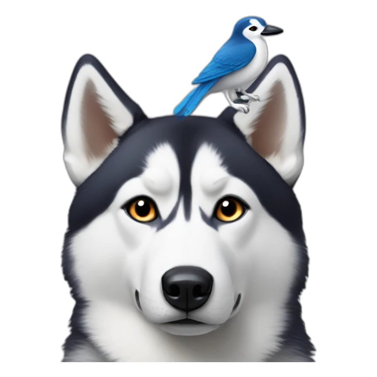 husky with a bird on his head sticker