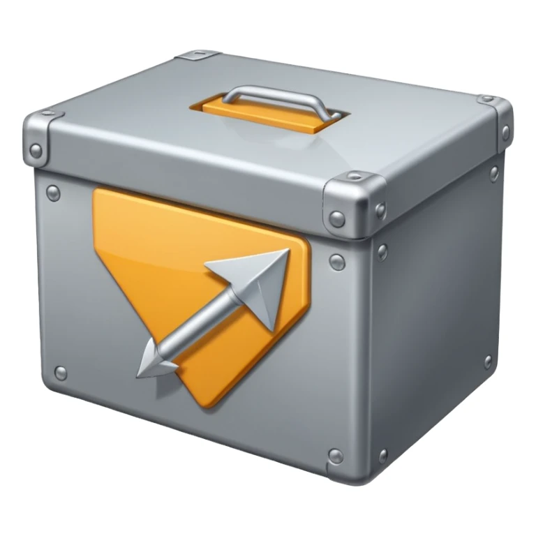 box with arrow pointing left, representing FIFO, simple, clear, no text sticker