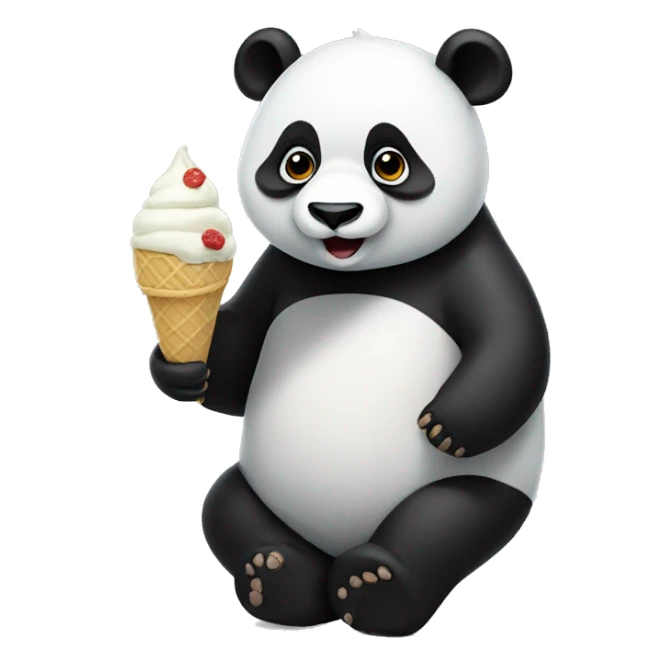 Panda eating ice cream sticker