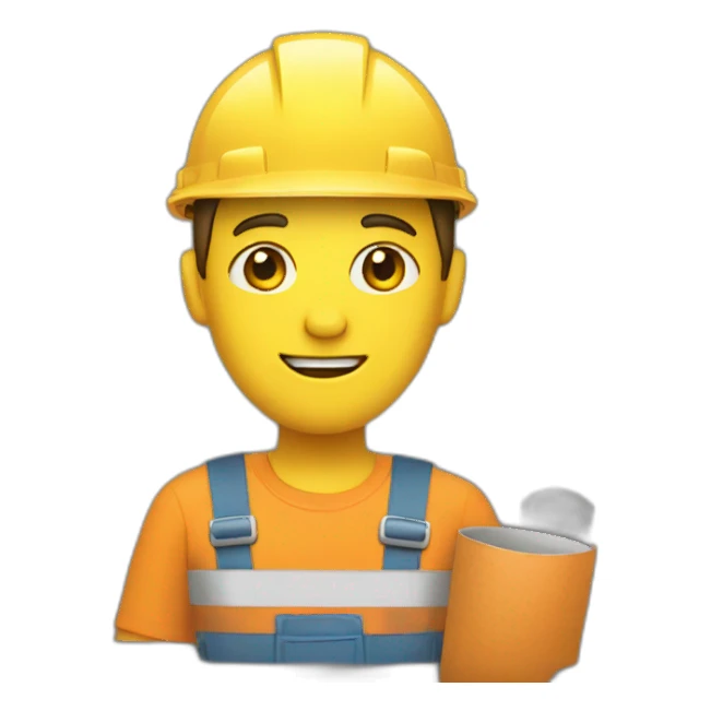 guy holds plans wearing construction hat sticker