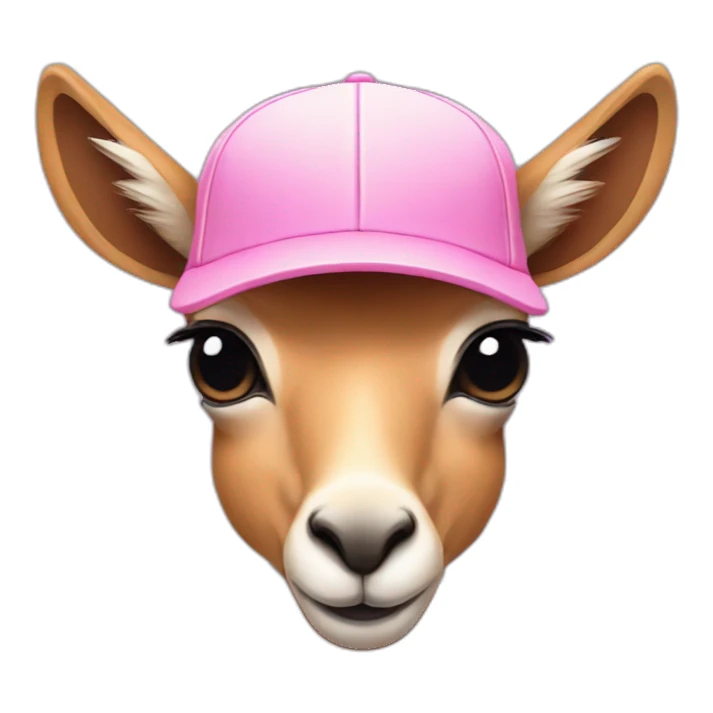 pink vicuna with a baseball cap and a bow sticker