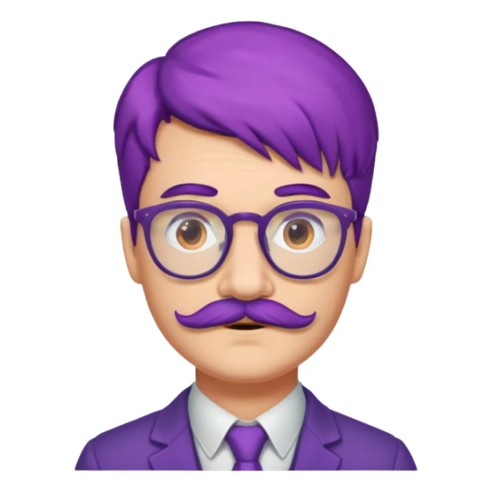 mustached purple haired spectacled sticker