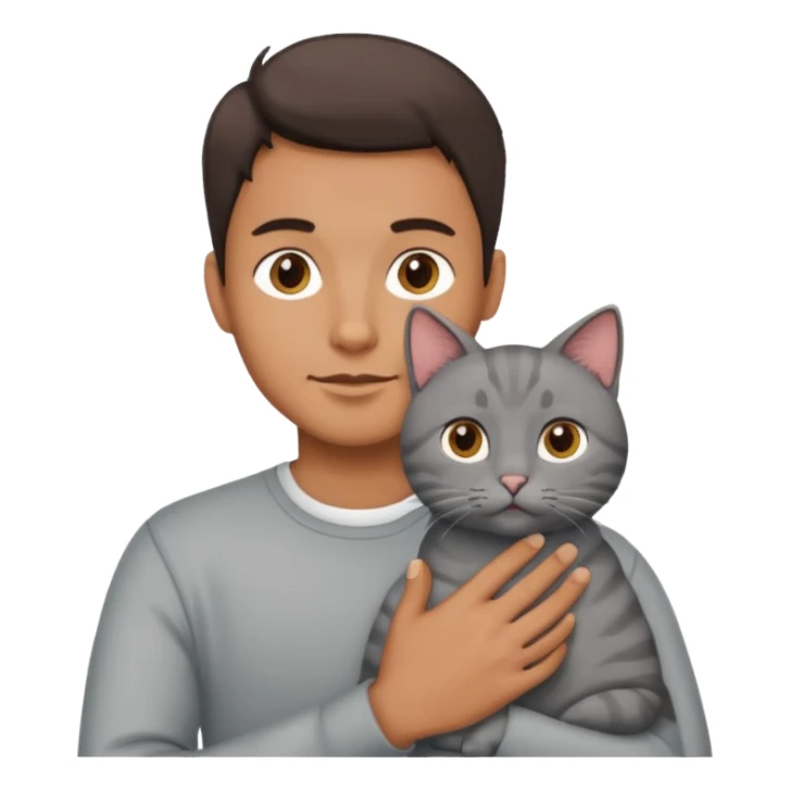 A man holding a cat sticker