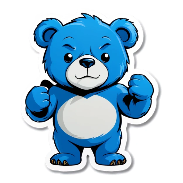 Blue bear with muscles  sticker