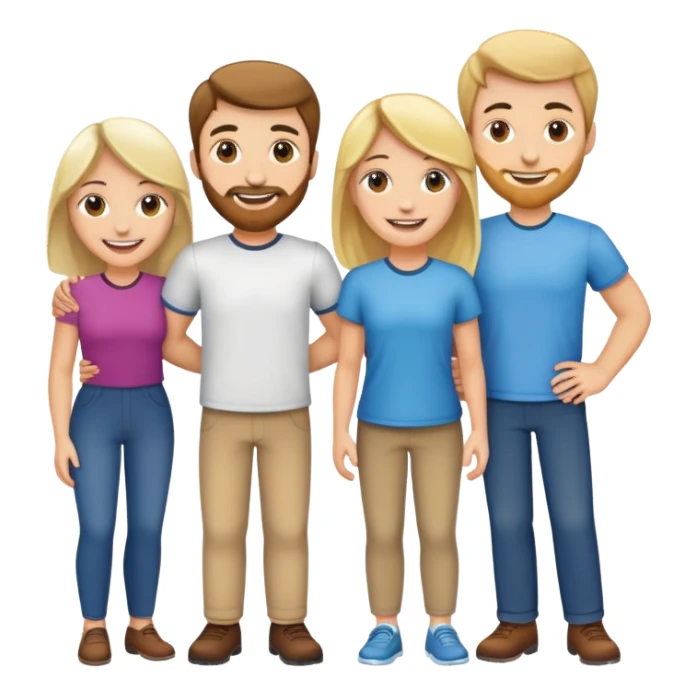 five caucasian people standing together as a team sticker