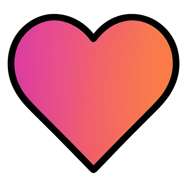 modern icon style gradient heart icon, clean lines, gradient with inner shadow, no text sticker
