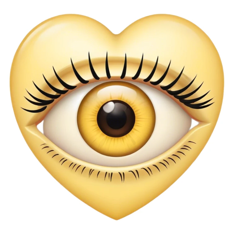 Eye with eyelashes inside light yellow heart sticker