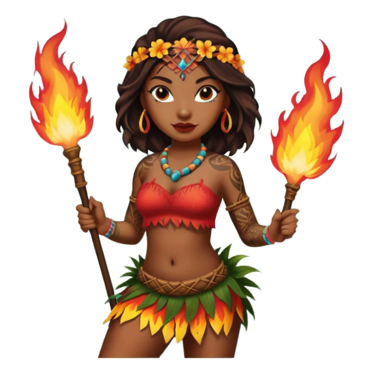 hawaiian female fire dancer with tattoos sticker