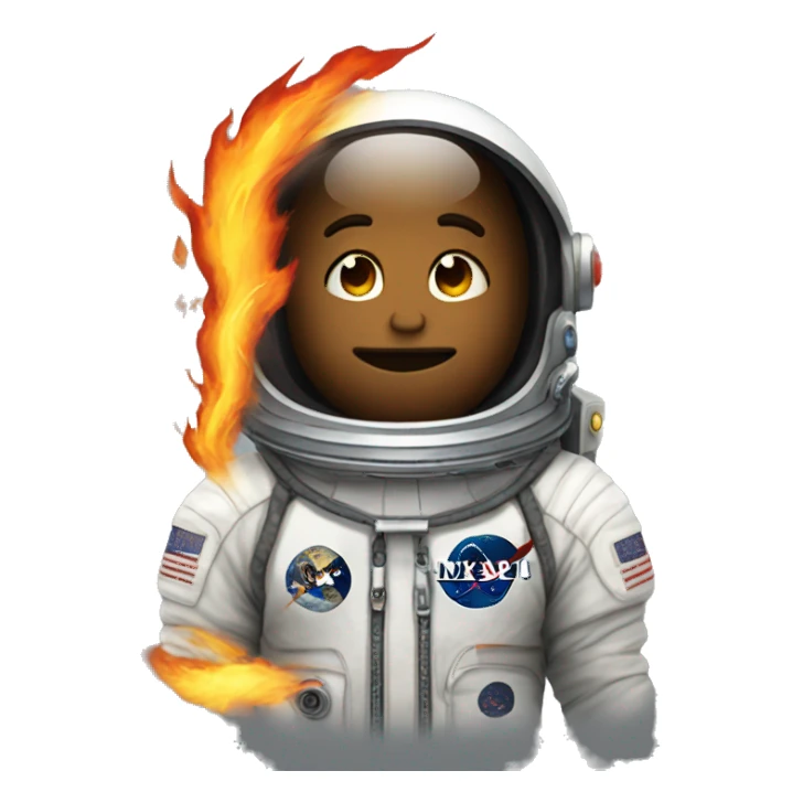 astronavt with fire from back sticker