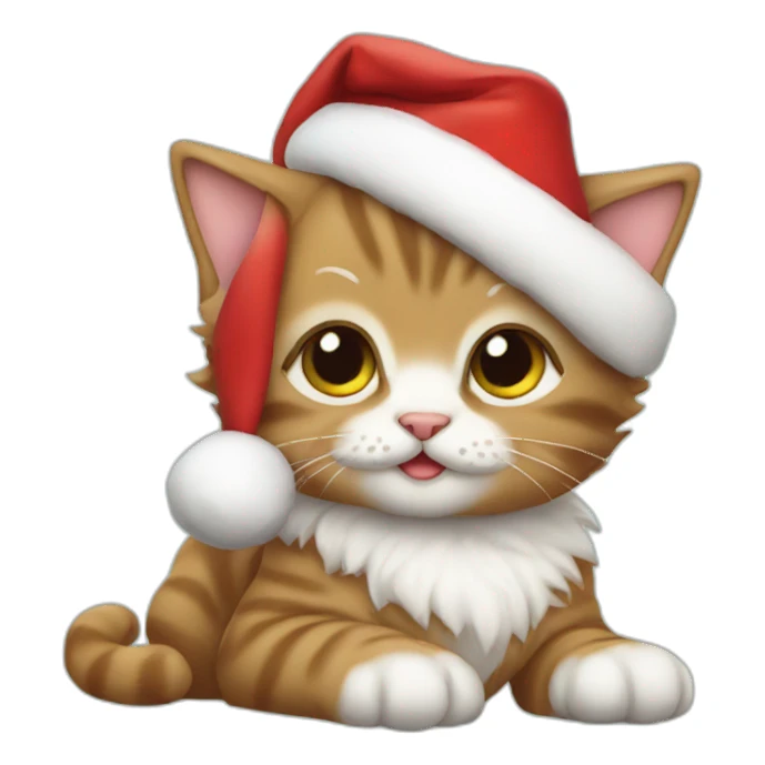 Very cute kitten Santa Claus sticker