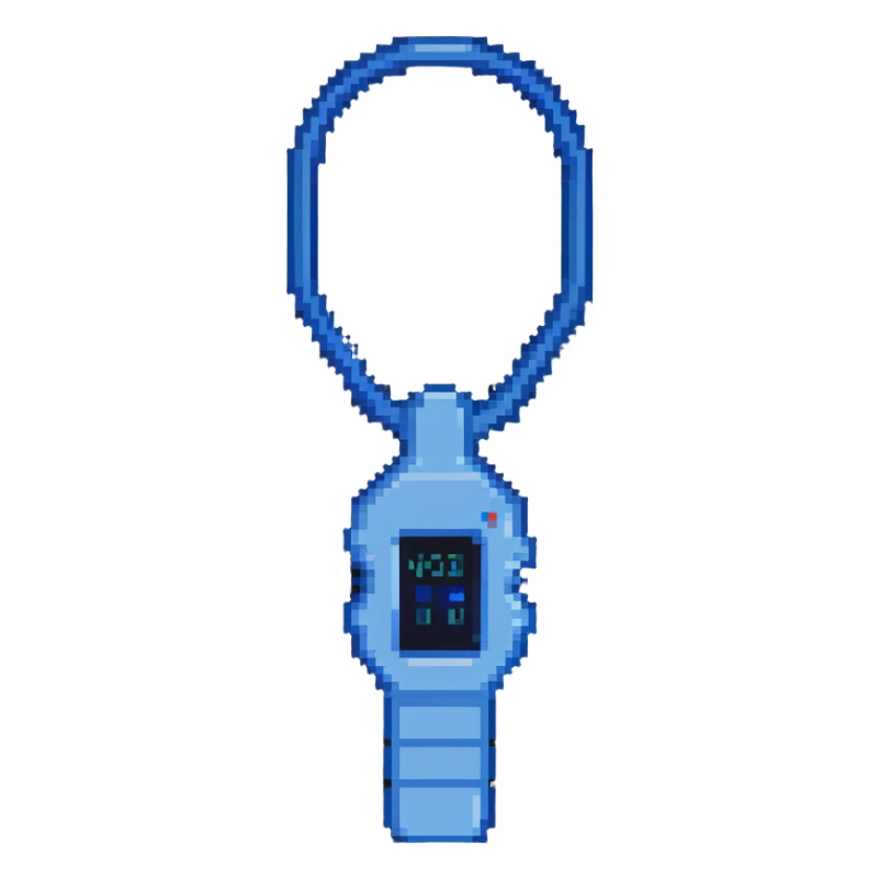 Pixelated blue VO2 max testing mouthpiece, simple design sticker