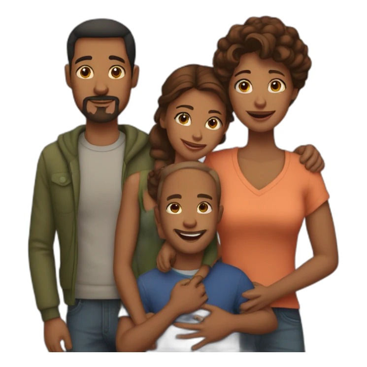 Father mother and three sons sticker