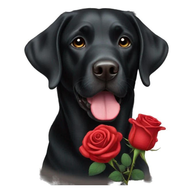 Black Labrador red rose sticker