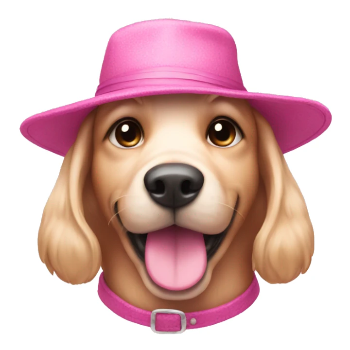 a pink dog with a hat sticker