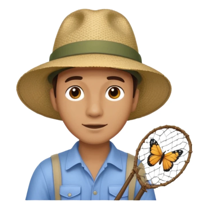 man holding butterfly net sticker