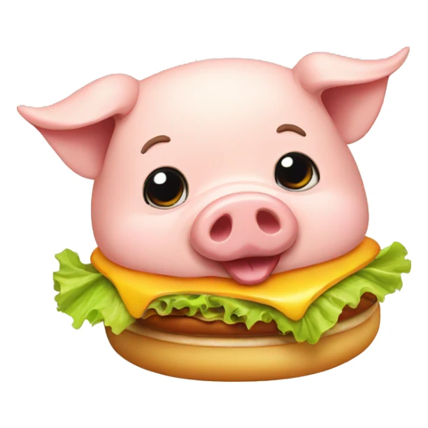 Pig eating burger sticker