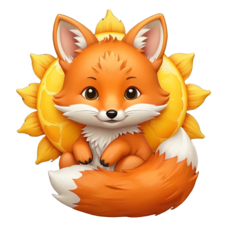 Baby fox holding a sun ☀️🦊 sticker