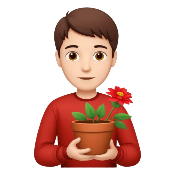 man holding a flower pot sticker