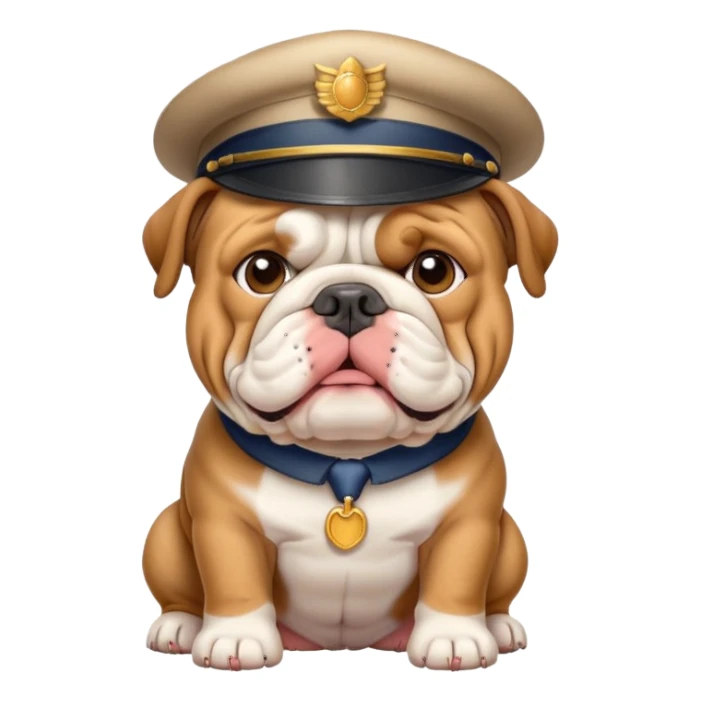 english bulldog with a postman sticker