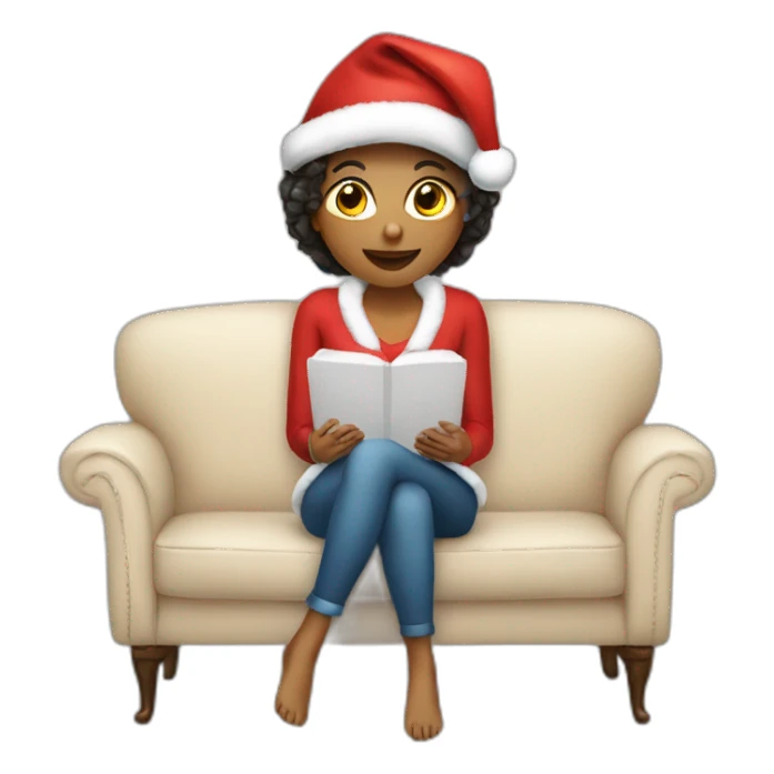 christmas girl on the couch sticker