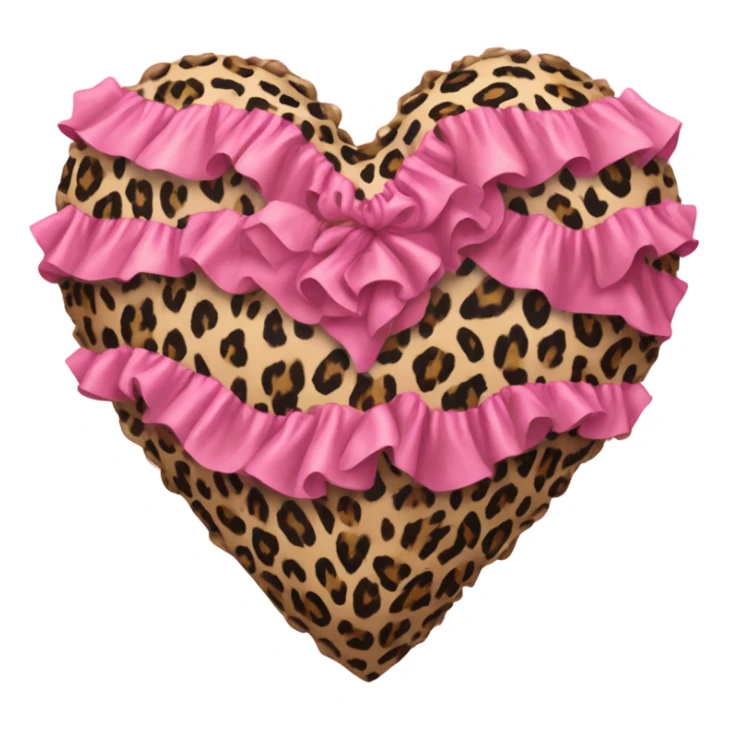 Leopard print heart with pink ruffles sticker