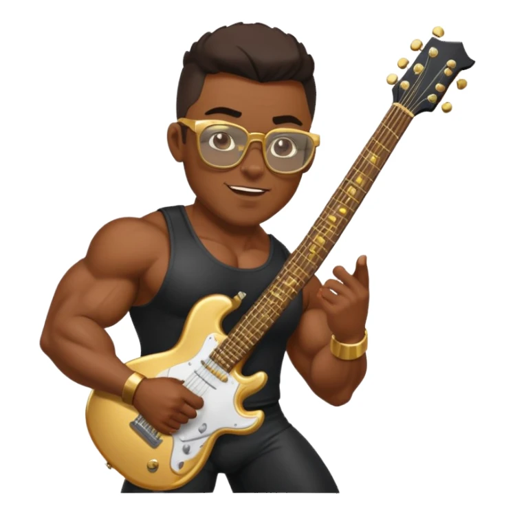 black bodybuilder with gold glasses playing the guitar sticker