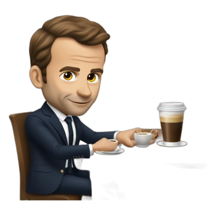 Emanuel Macron en train de boire un café sticker