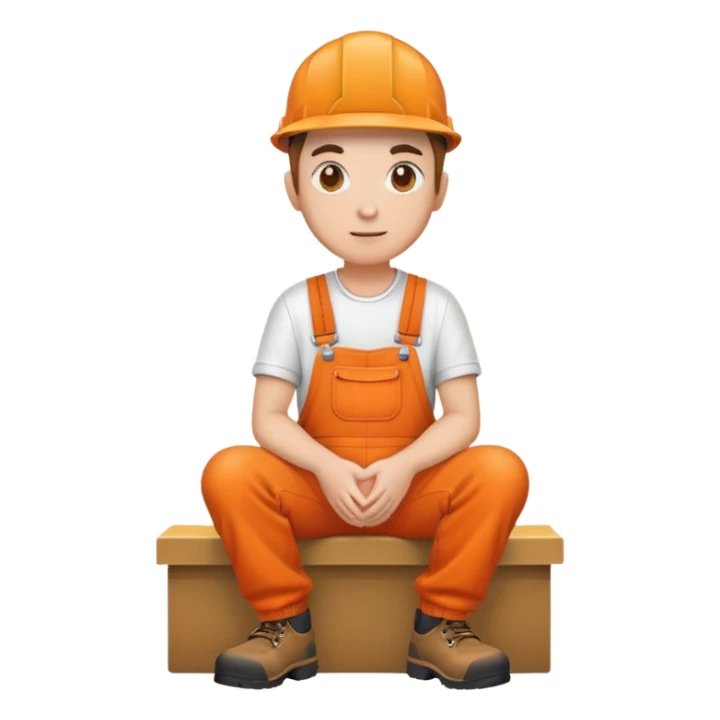 orange overalls sitting down sticker