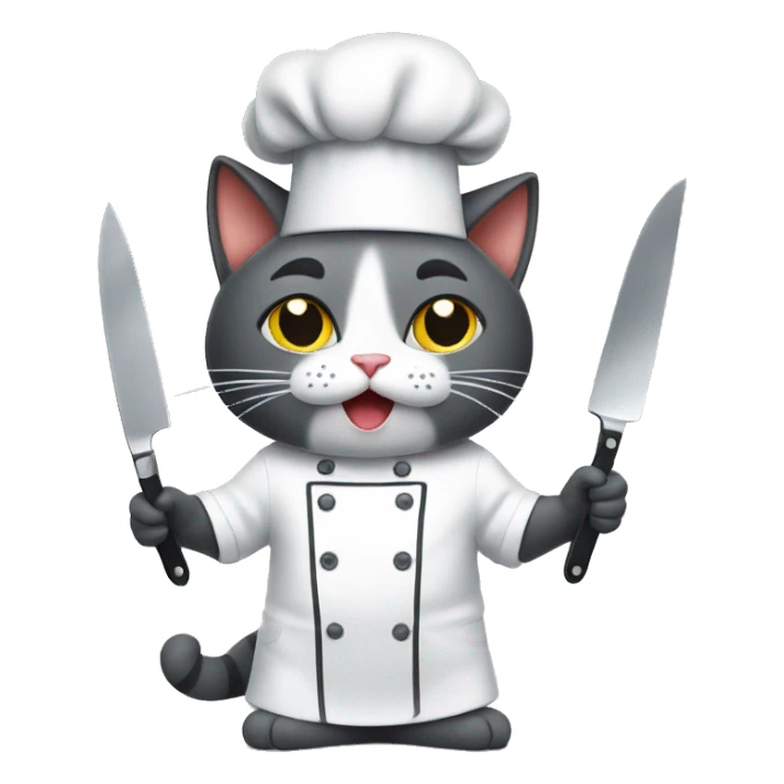 chef cat with knives sticker