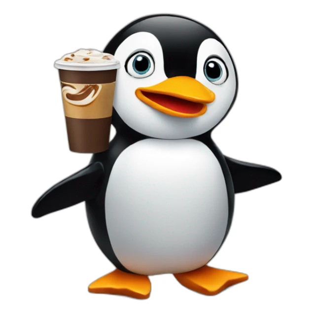 Penguin with tim Hortons coffee  sticker
