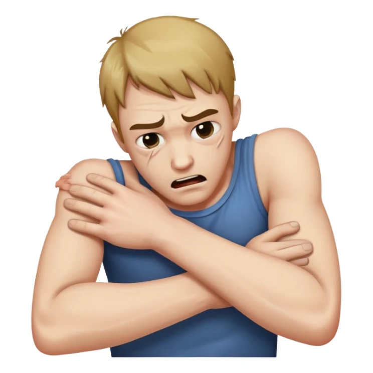 man strangling himself with arms sticker