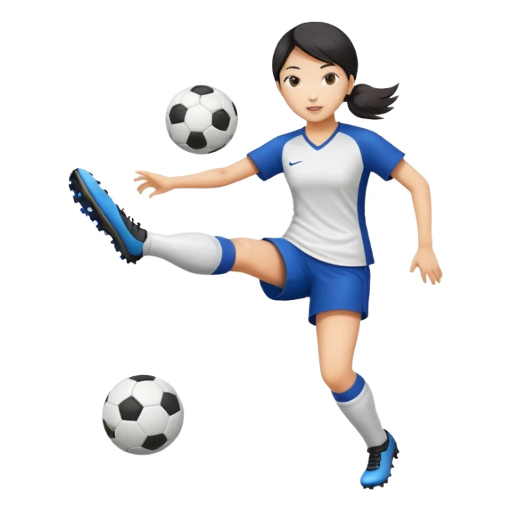 asian female playing soccer sticker