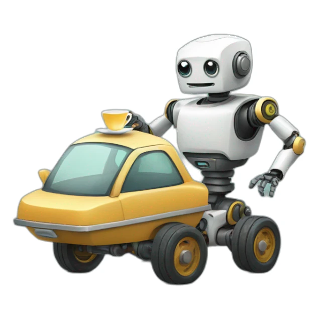 robot carring tea sticker