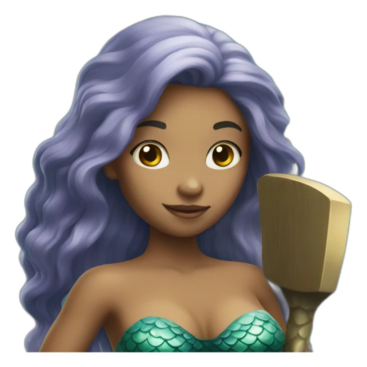 mermaid holding hammer sticker
