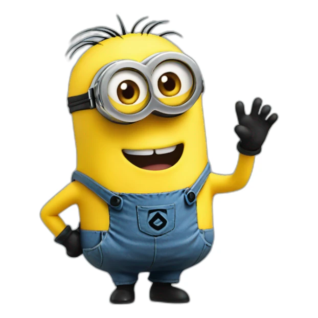 Minion saying hello with hand sticker