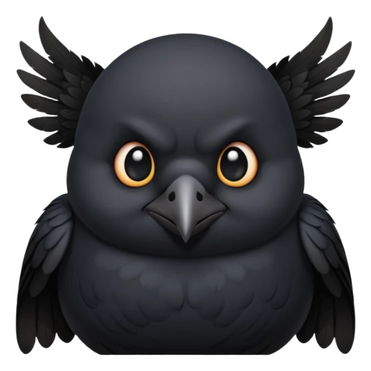 fat cute crow with bat wings sticker