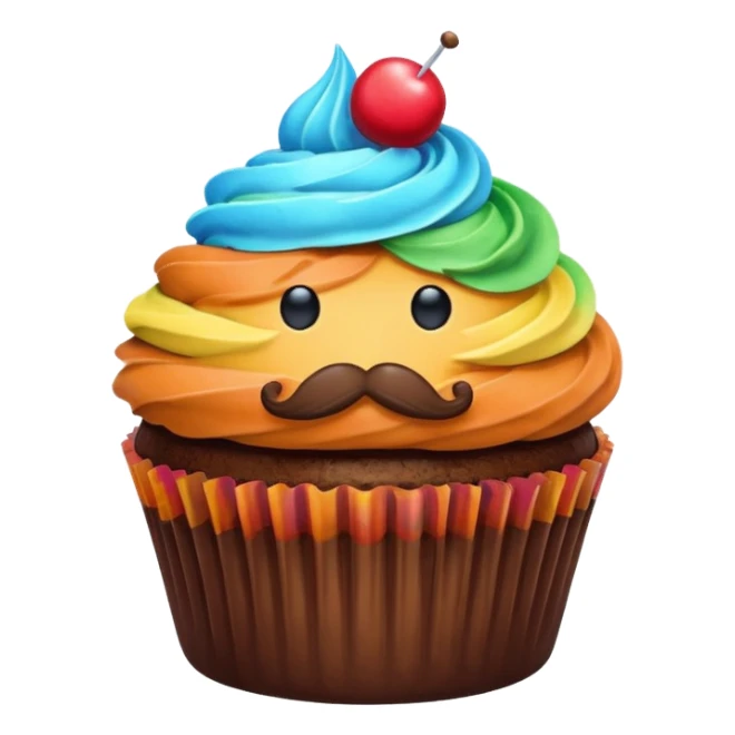 mustached cupcake sticker