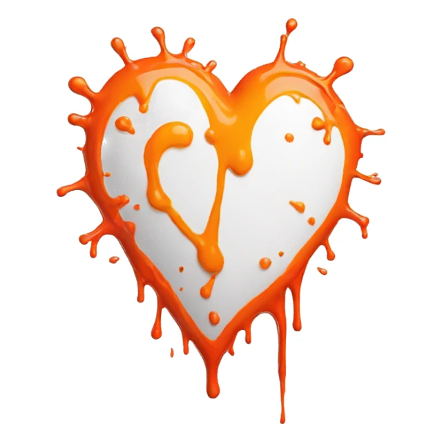 splattered paint heart glowing red-orange warmth sticker