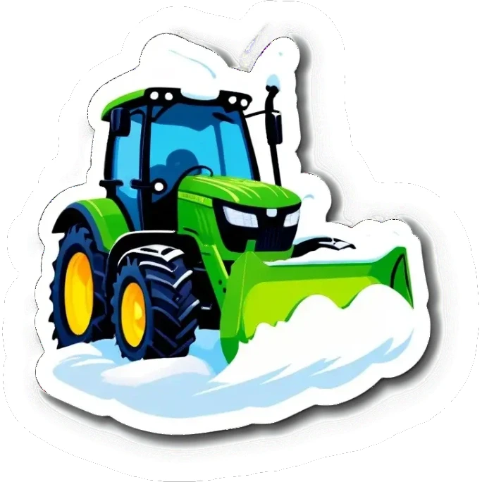 Grüner Traktor der Schnee weg schiebt sticker