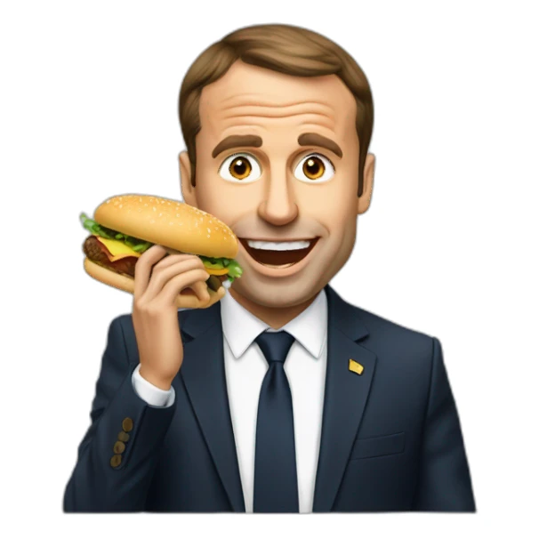Macron qui mange un hamburger sticker