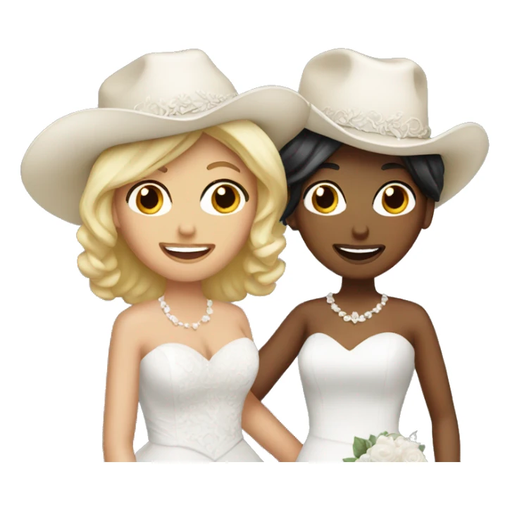 two women brides getting married cowboy hats sticker