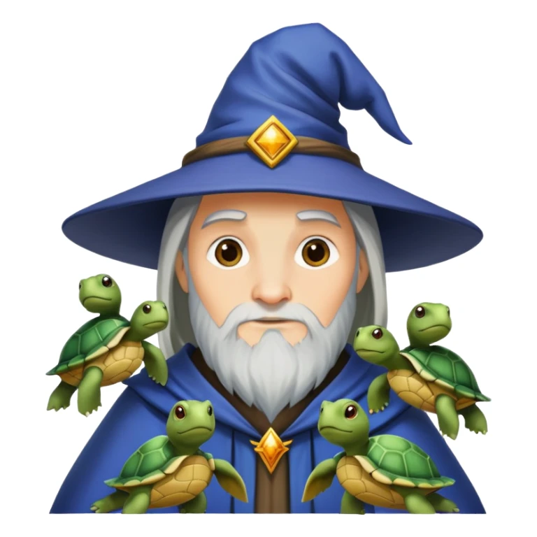 wizard surrounded by turtles sticker