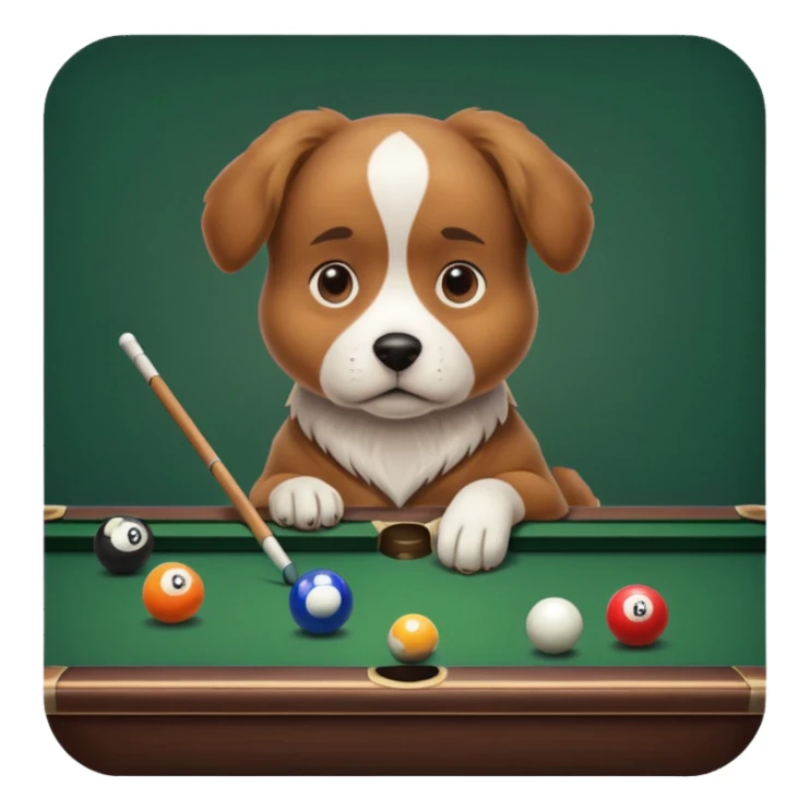 dog playing billiards sticker