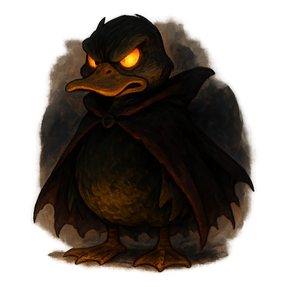 ghibli style doom duck with dramatic lighting sticker