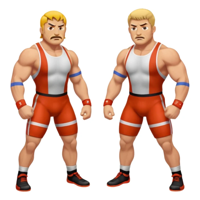 two characters wrestling, intense expressions sticker