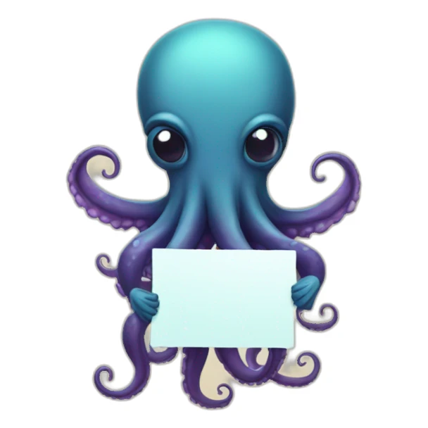 Cute kraken Holding a Sign sticker