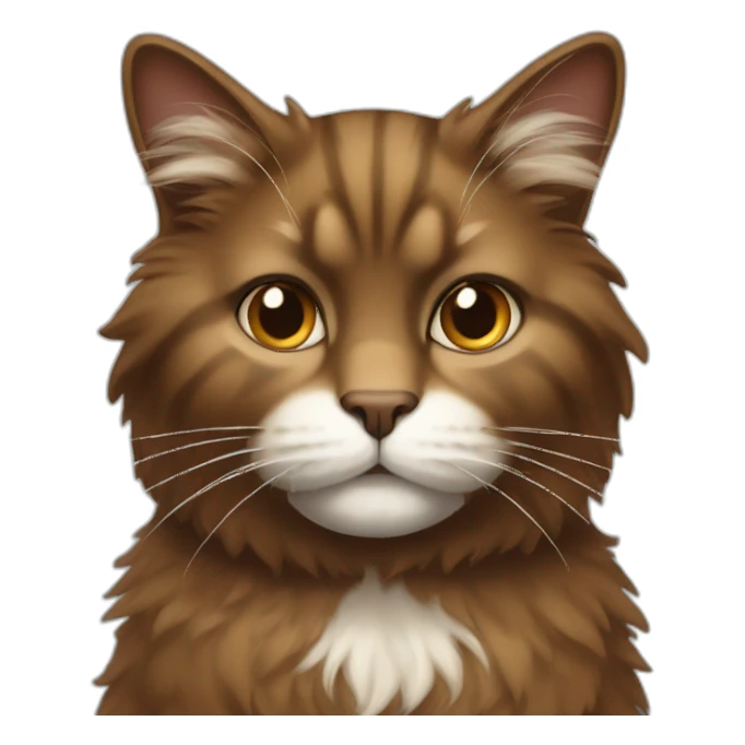 strict brown fluffy cat with a white muzzle completely sticker