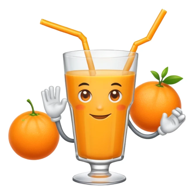 Orange juice with arms sticker